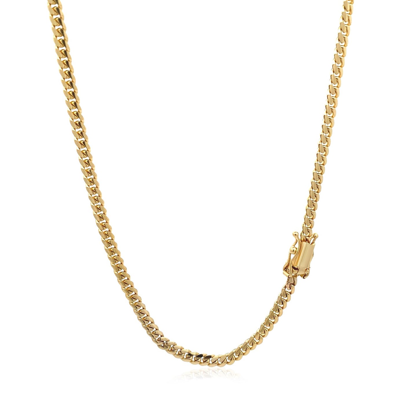 14k Yellow Gold Classic Solid Miami Cuban Chain (3.20 mm)