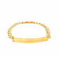 14k Two Tone Gold Mens Narrow Curb Chain ID Bracelet with White Pave (6.70 mm)