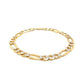 14K Yellow Two Tone Solid Pave Figaro Bracelet (7.00 mm)