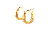 14k Yellow Gold Flat Side Small Hoop Earrings