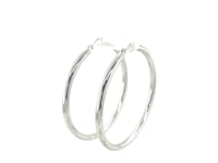 14k White Gold Polished Hoop Earrings (50 mm)