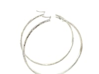 14k White Gold Diamond Cut Hoop Earrings (1 3/4 inch Diameter)