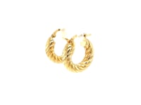 14k Yellow Gold Fancy Twist Hoop Earrings (7/8 inch Diameter)