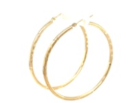 14k Yellow Gold Fancy Diamond Cut Extra Large Hoop Earrings (45mm Diameter)