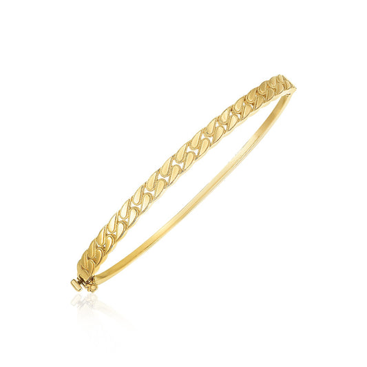 14k Yellow Gold High Polish Cuban Chain Link Bangle (4.6mm)