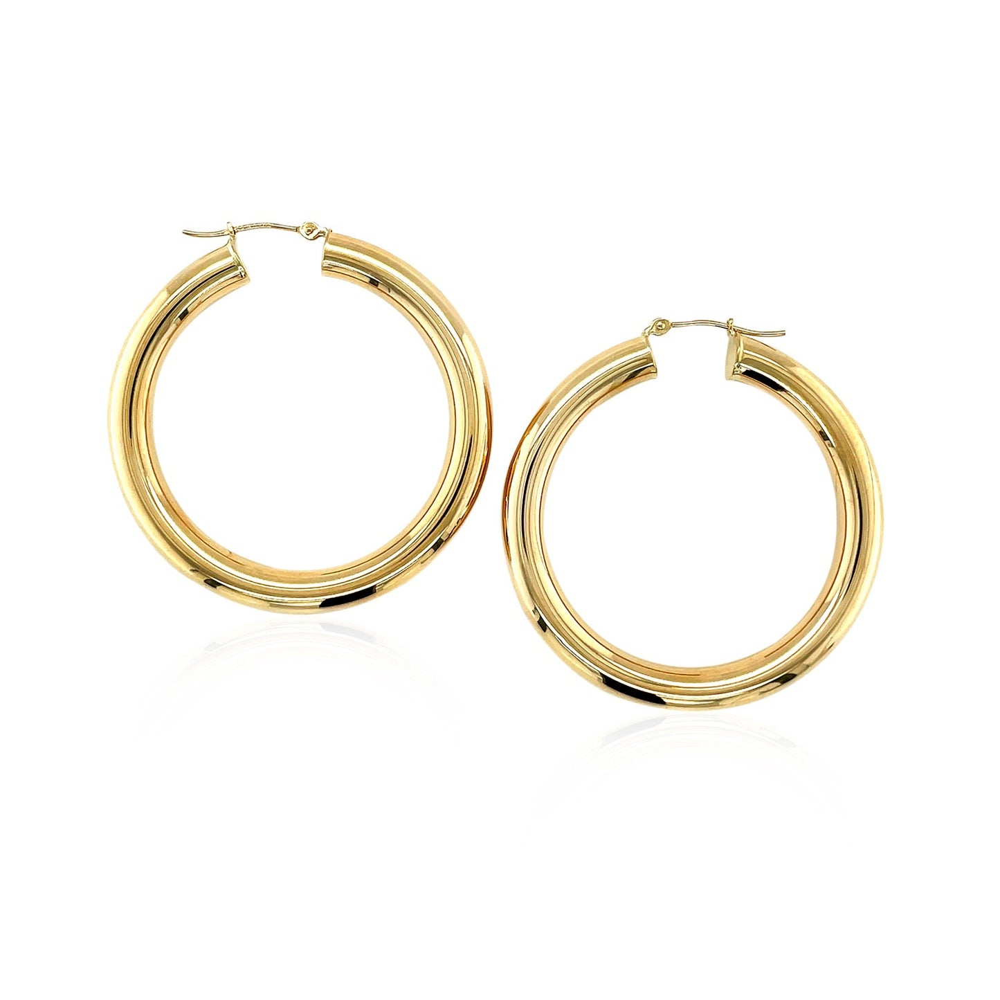 14k Yellow Gold Polished Hoop Earrings (40 mm)