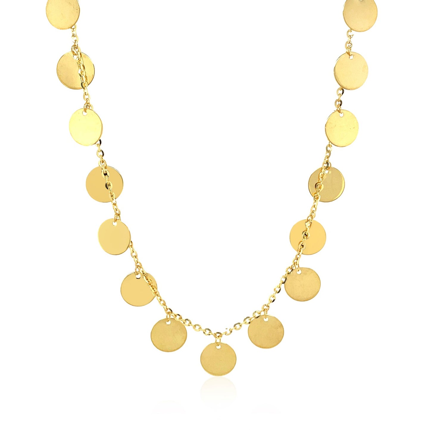 Choker Necklace with Polished Discs in 14k Yellow Gold