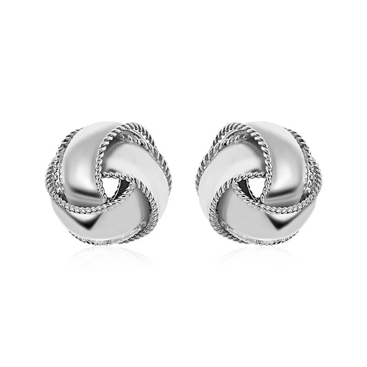 Textured and Polished Love Knot Earrings in Sterling Silver