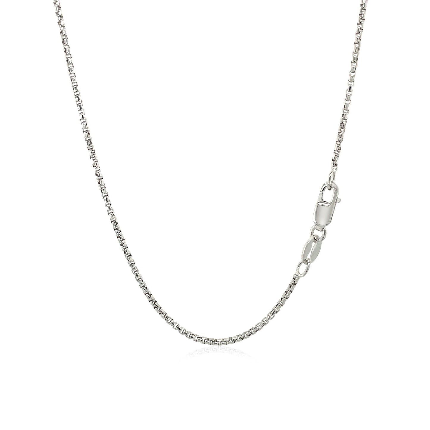 Sterling Silver Rhodium Plated Round Box Chain 1.3mm