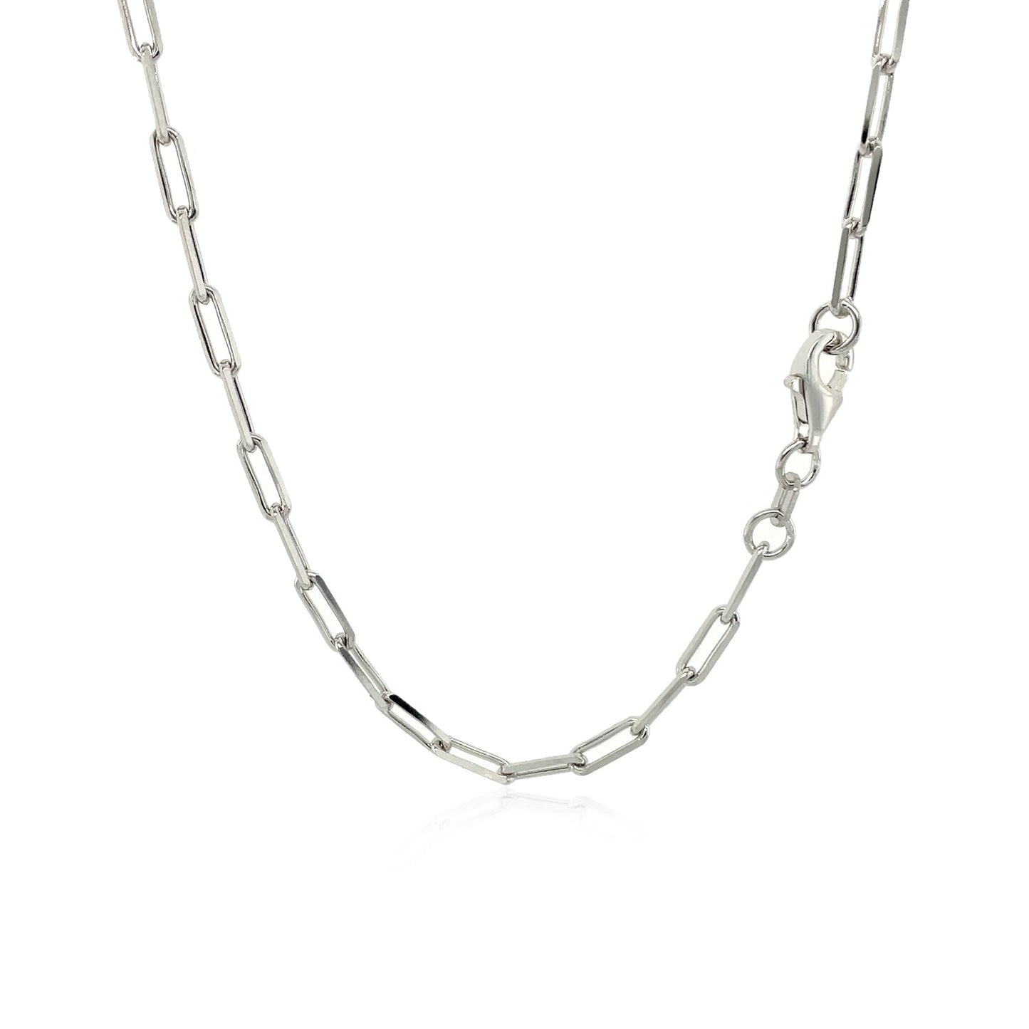 Sterling Silver Rhodium Plated Paperclip Chain (2.5 mm)