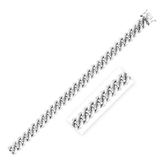 Sterling Silver Rhodium Plated Miami Cuban Chain 9.8mm