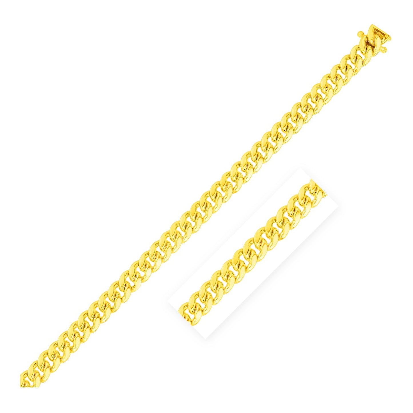 4.9mm 10k Yellow Gold Classic Miami Cuban Solid Chain