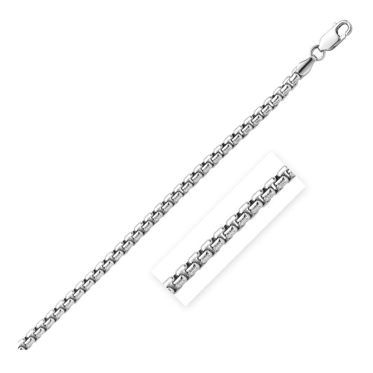 Sterling Silver Rhodium Plated Round Box Bracelet (5.2 mm)