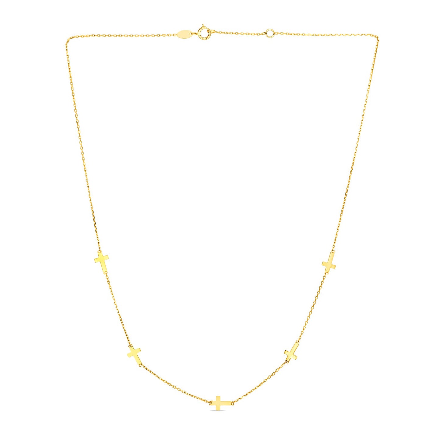 14k Yellow Gold Chain Necklace with Cross Stations