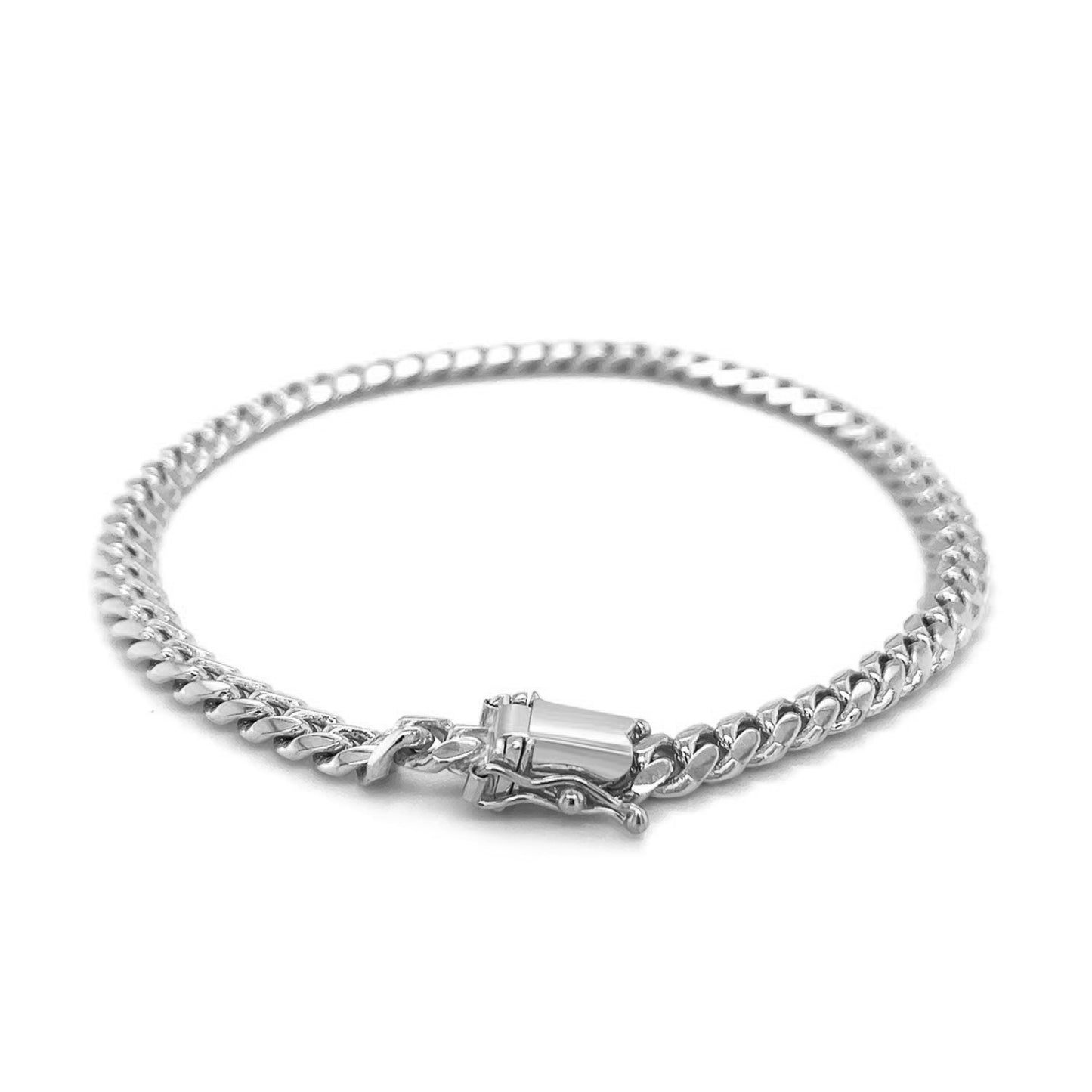 5.0mm 14k White Gold Classic Miami Cuban Solid Bracelet