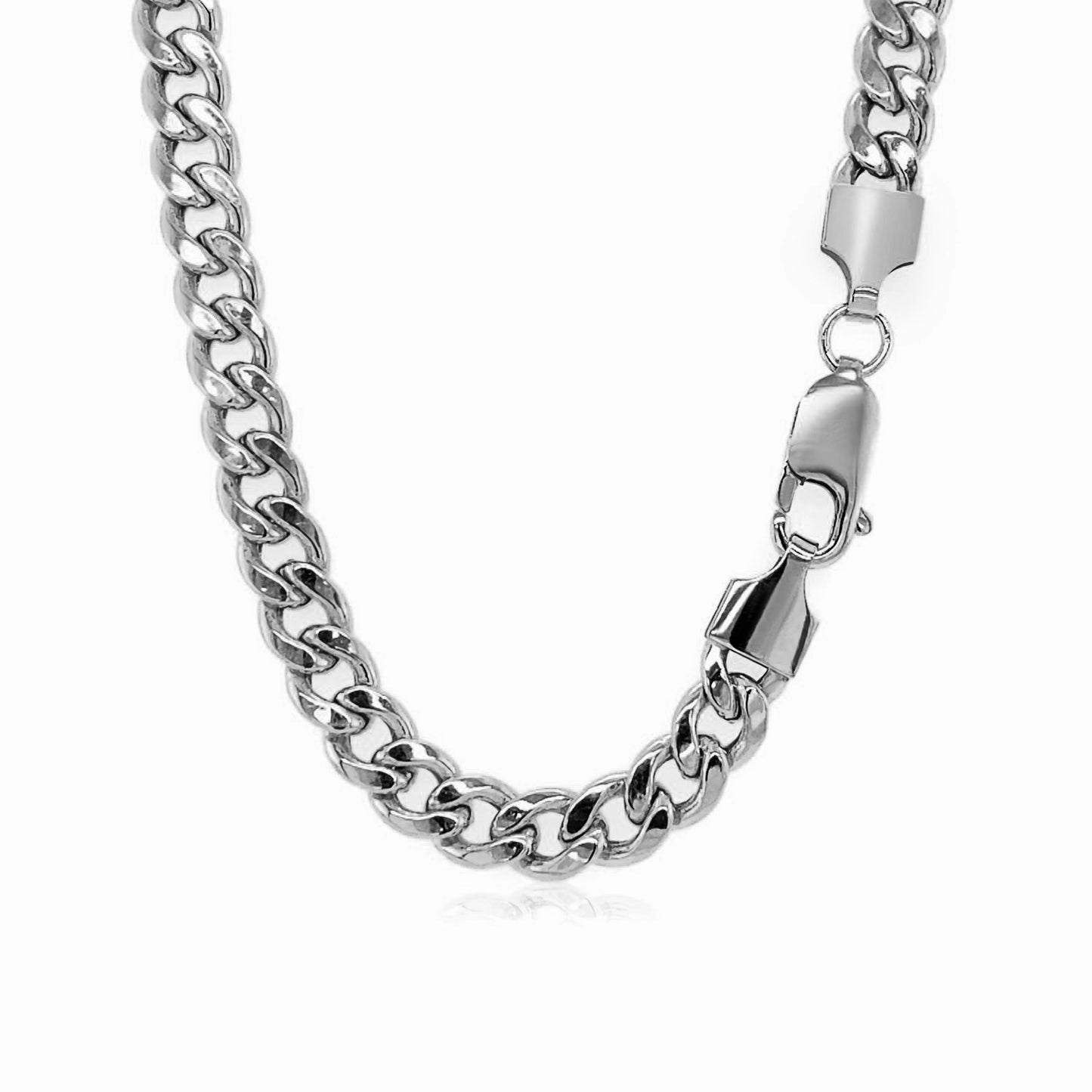 5.3mm 14k White Gold Miami Cuban Semi Solid Chain