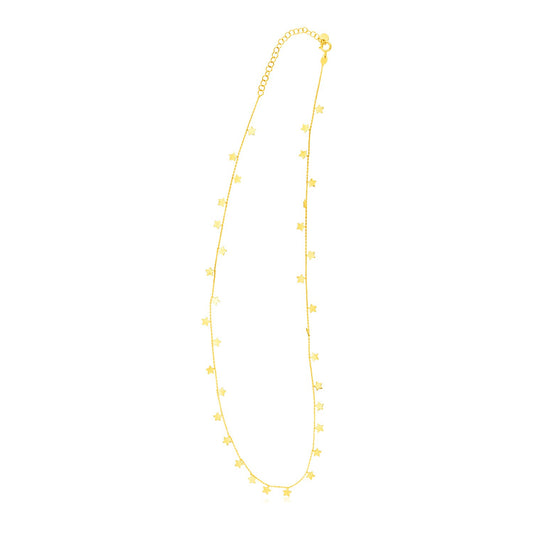 14K Yellow Gold Necklace with Dangling Stars