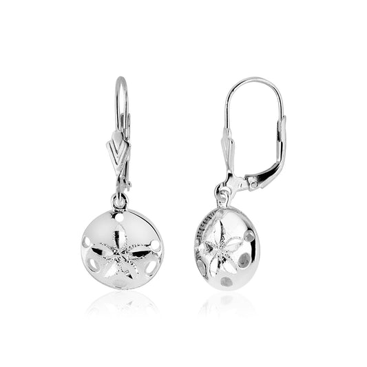 Sterling Silver Polished Sand Dollar Dangle Earrings