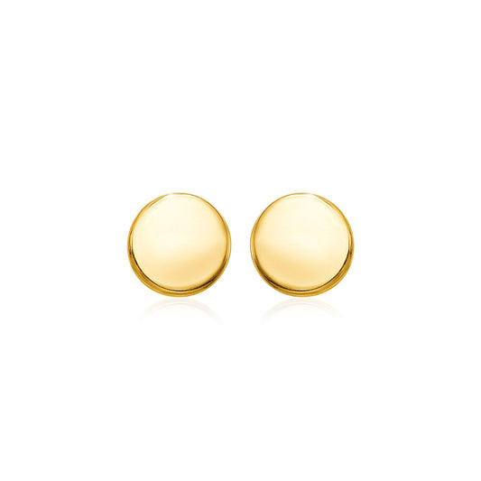 14k Yellow Gold Polished Round Post Earrings