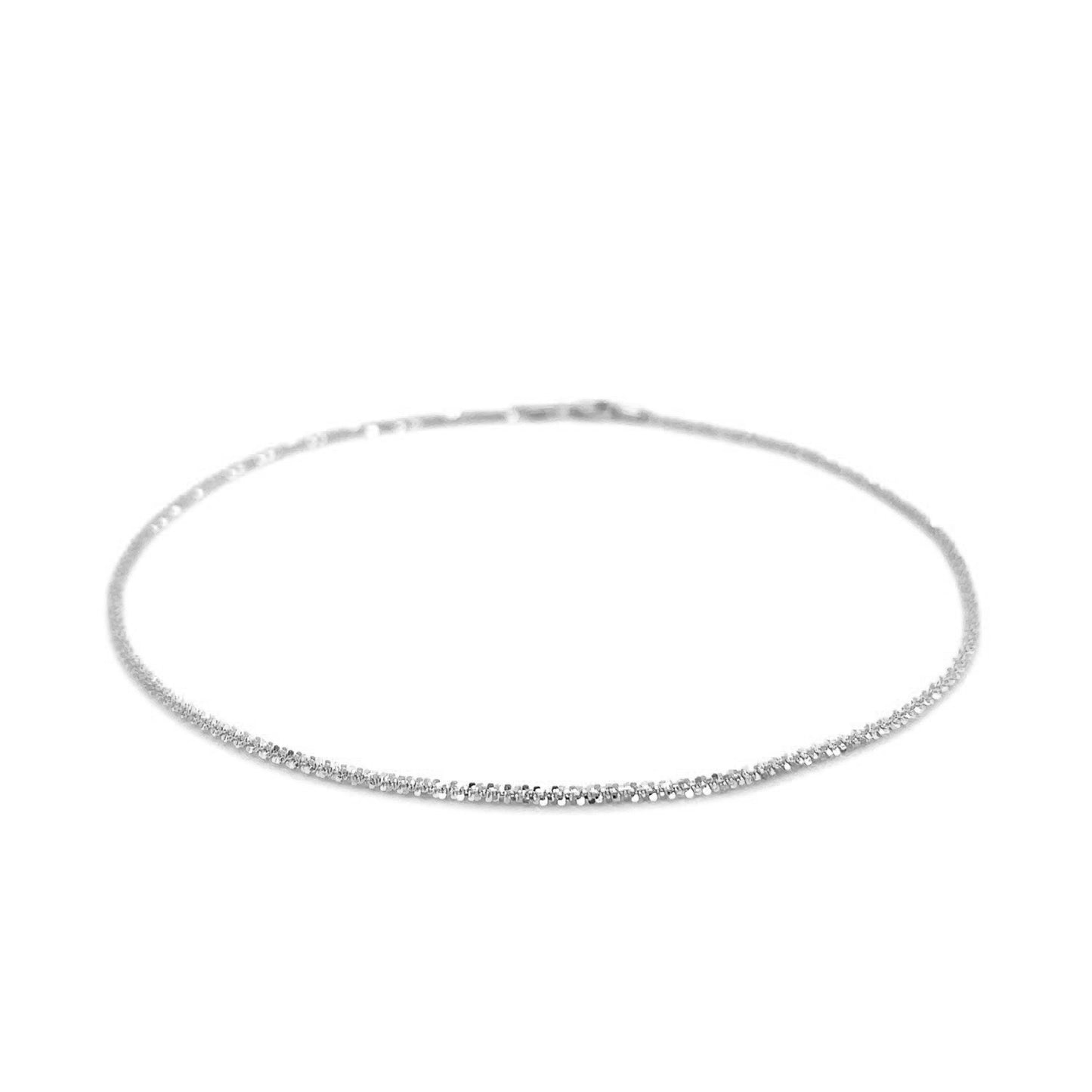 10k White Gold Sparkle Anklet 1.5mm