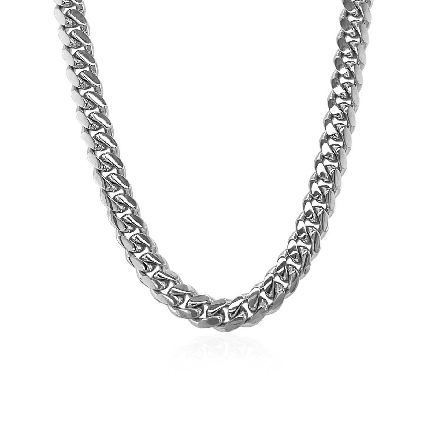 5.0mm 14k White Gold Classic Miami Cuban Solid Chain