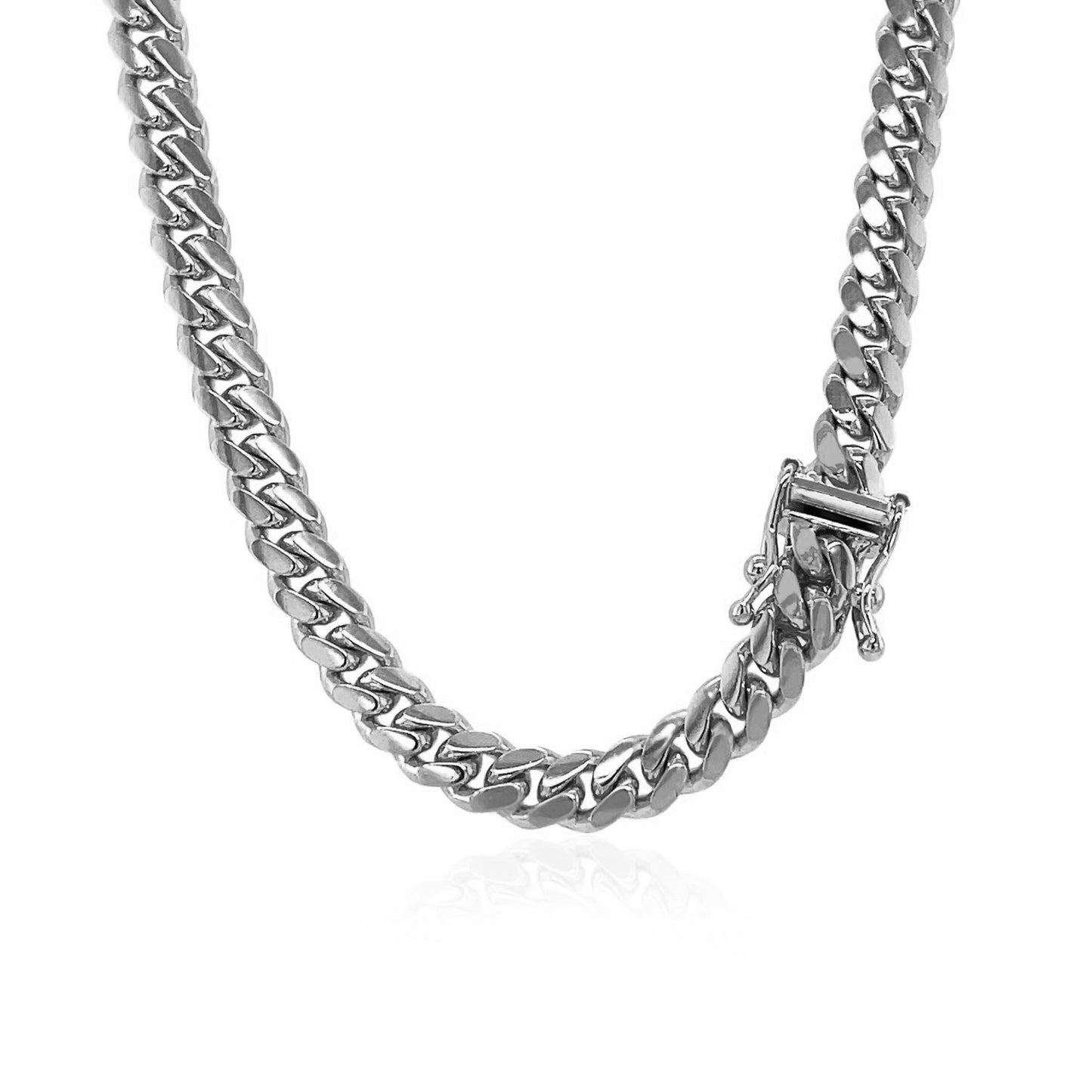 5.0mm 14k White Gold Classic Miami Cuban Solid Chain