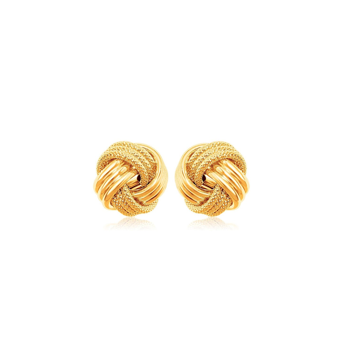 10k Yellow Gold Love Knot with Ridge Texture Earrings