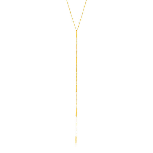 14k Yellow Gold Lariat Necklace with Small Polished Bars