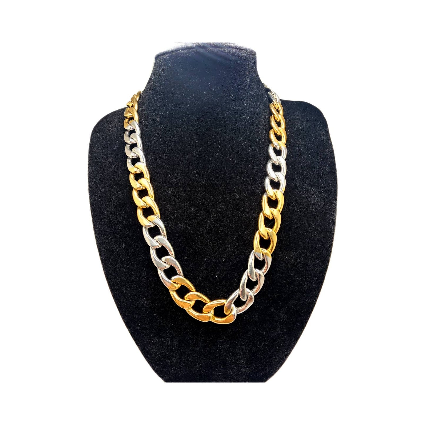 Steel and Gold Duo Tone Stainless Steel Chain Necklace with Lobster Clasp