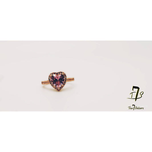 Women's Gold Plated Fashion Rose Cut Amethyst Heart Purple Gem Ring