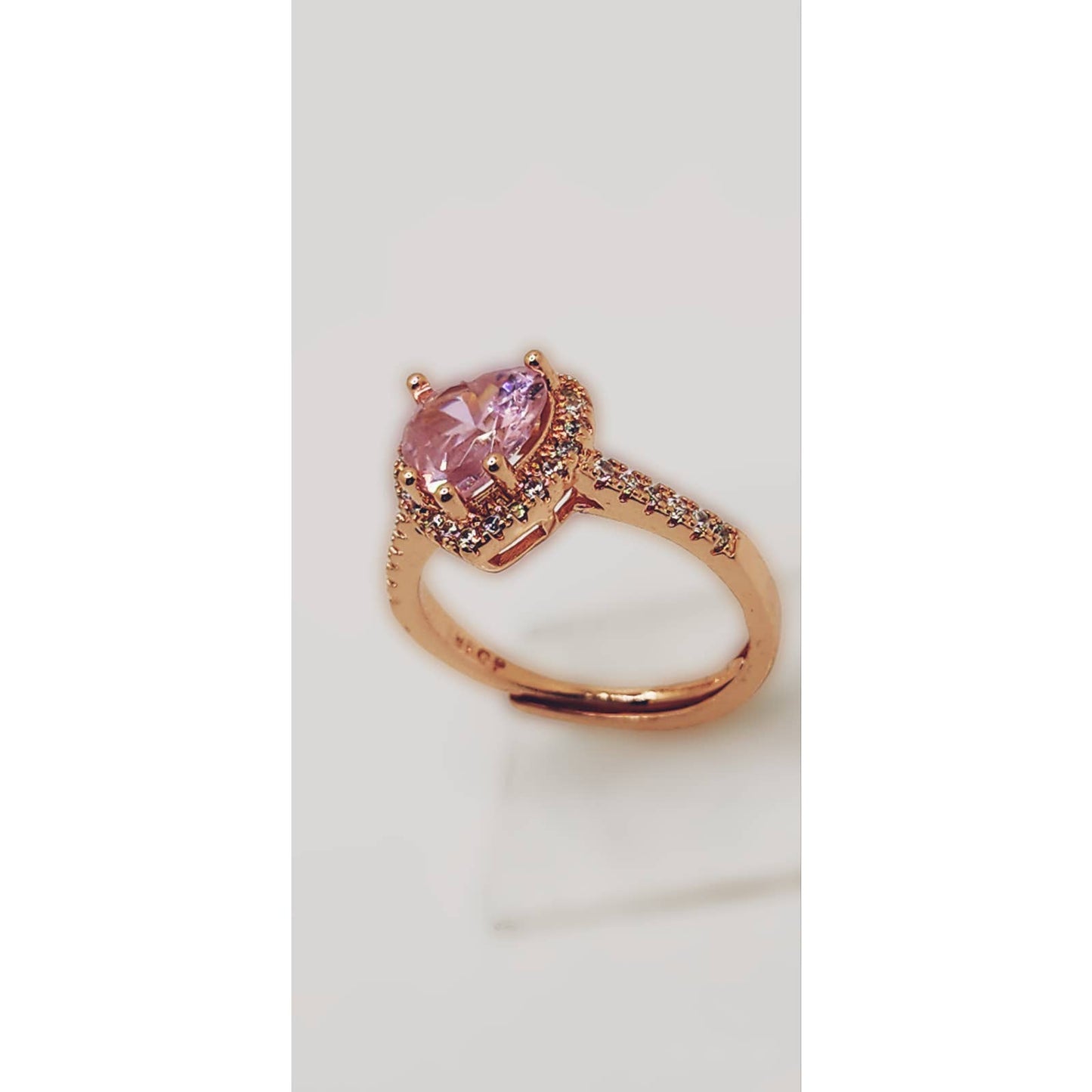 Women's Gold Plated Fashion Rose Cut Amethyst Heart Purple Gem Ring