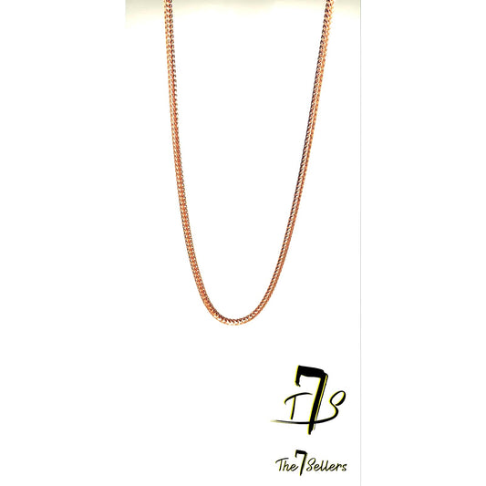 Rose Gold Stainless Steel Square Wheat Chain Necklace with Lobster Clasp